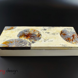 Three-compartment lacquer box hand-painted with abstract lotus 13*30cm